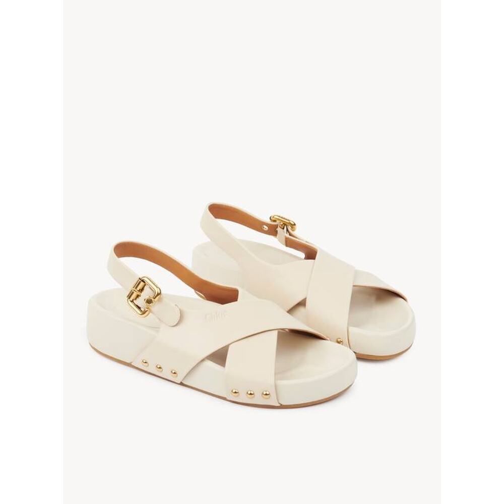 Chloe Mae Leather Sandals in Eggshell 41